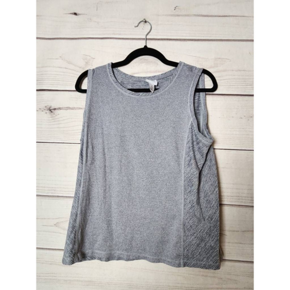 Weekends By Chicos Womens Tank Top Shirt Gray Heathered‎ Sleeveless Scoop Neck 2